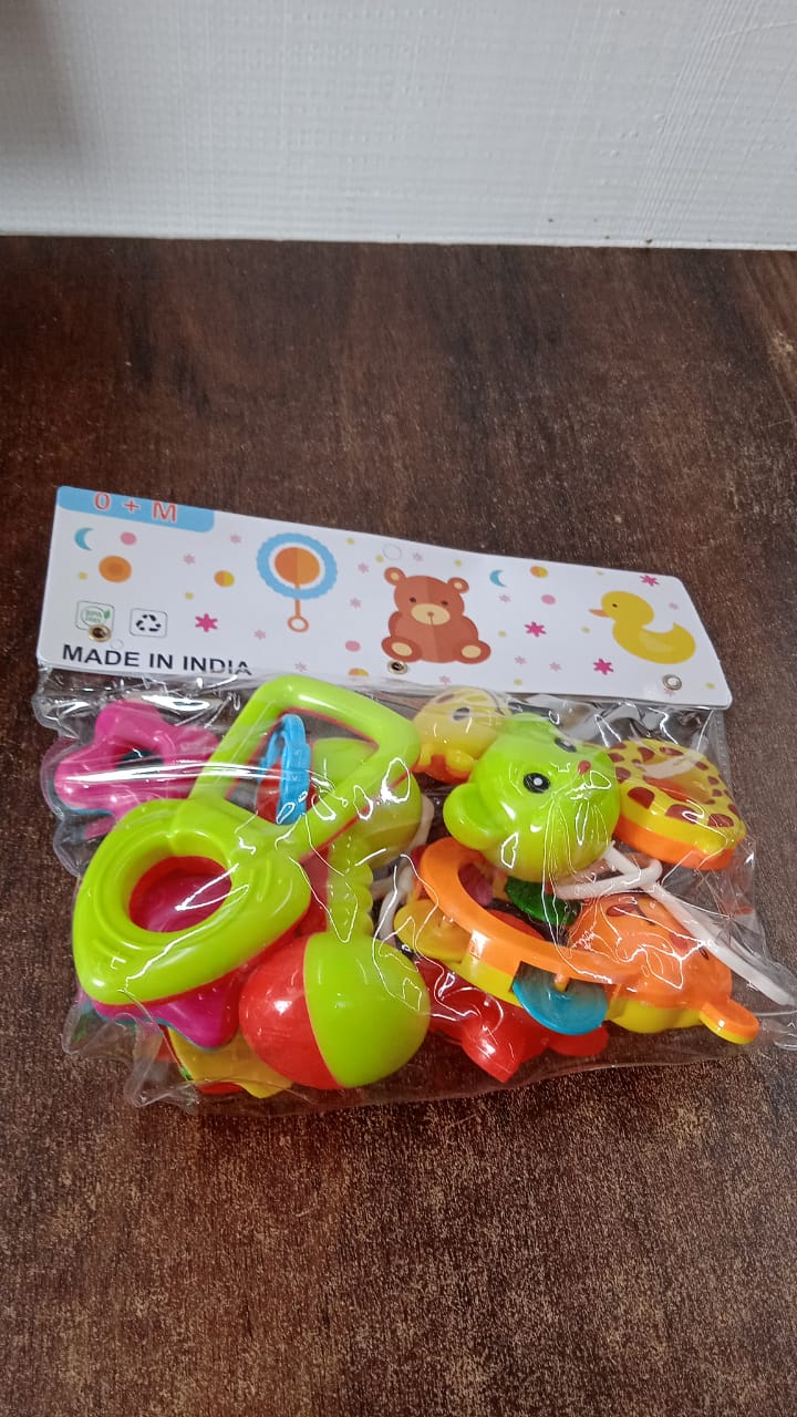 Variety of shaped and textured rattles to stimulate babyโs sensory skills
