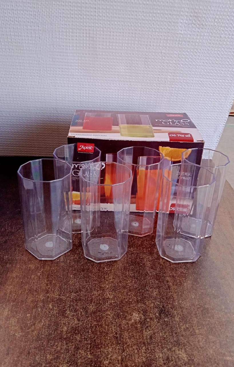 Apex Merino Nโ Glass clear unbreakable plastic tumblers set