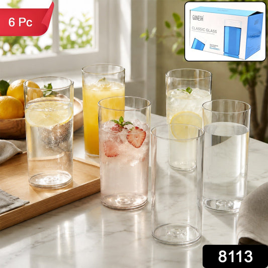 Plastic Glasses Set โ Unbreakable Transparent 350ml (Set of 6)