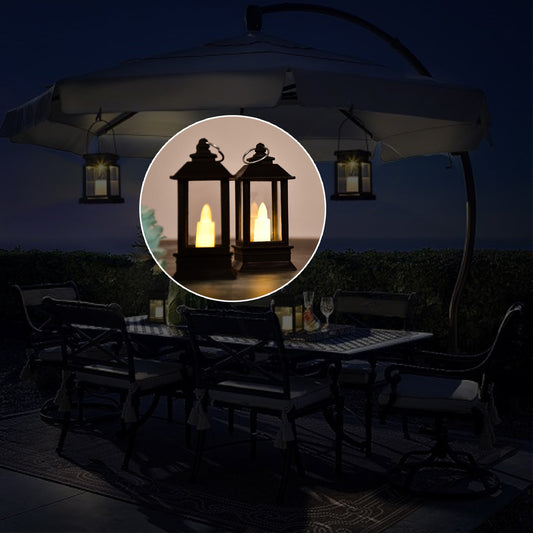 6555 Classic Style Lantern With Artificial Rustic Battery-operated Flameless Candle Light For Home Decoration - Good For Indoor Outdoor Use (Pack Of 24)
