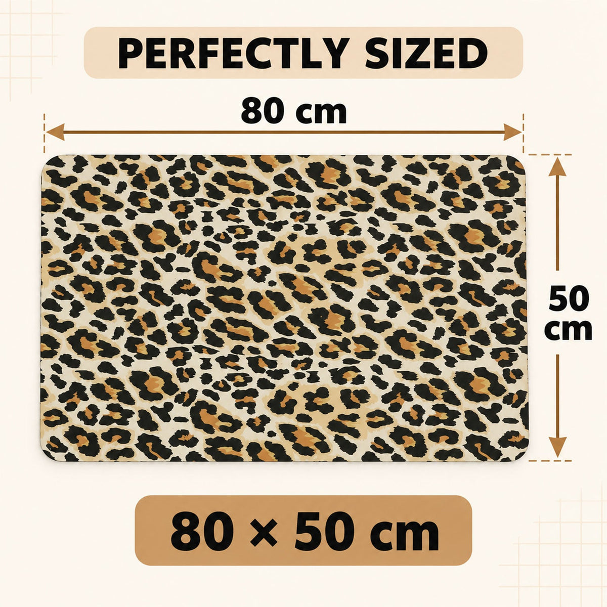 Absorbent Bathroom Mat Leopard Print Quick Dry Bath Mat (1 Pc 50x80 Cm)