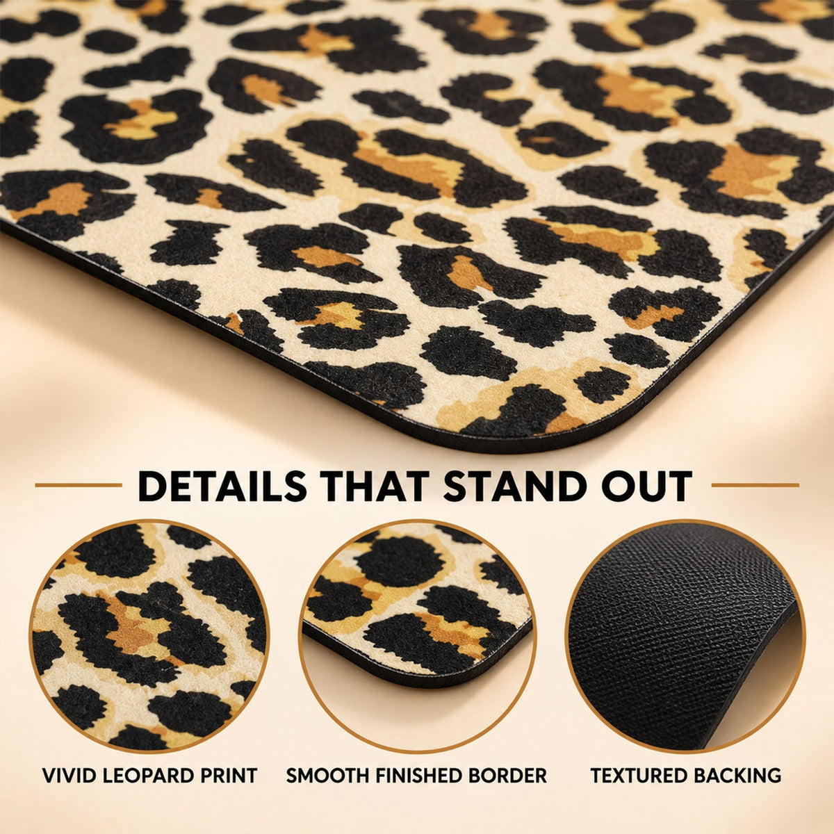 Absorbent Bathroom Mat Leopard Print Quick Dry Bath Mat (1 Pc 50x80 Cm)
