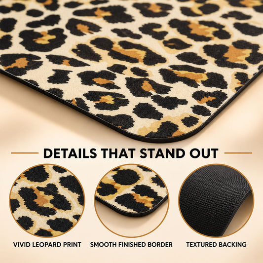 Absorbent Bathroom Mat Leopard Print Quick Dry Bath Mat (1 Pc 50x80 Cm)
