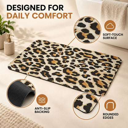 Absorbent Bathroom Mat Leopard Print Quick Dry Bath Mat (1 Pc 50x80 Cm)