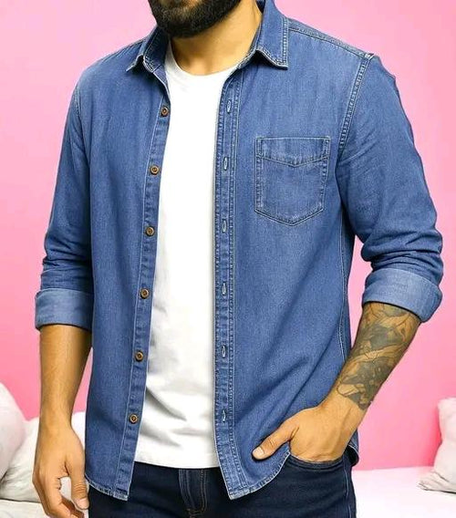 Denim Silky washed plain shirts