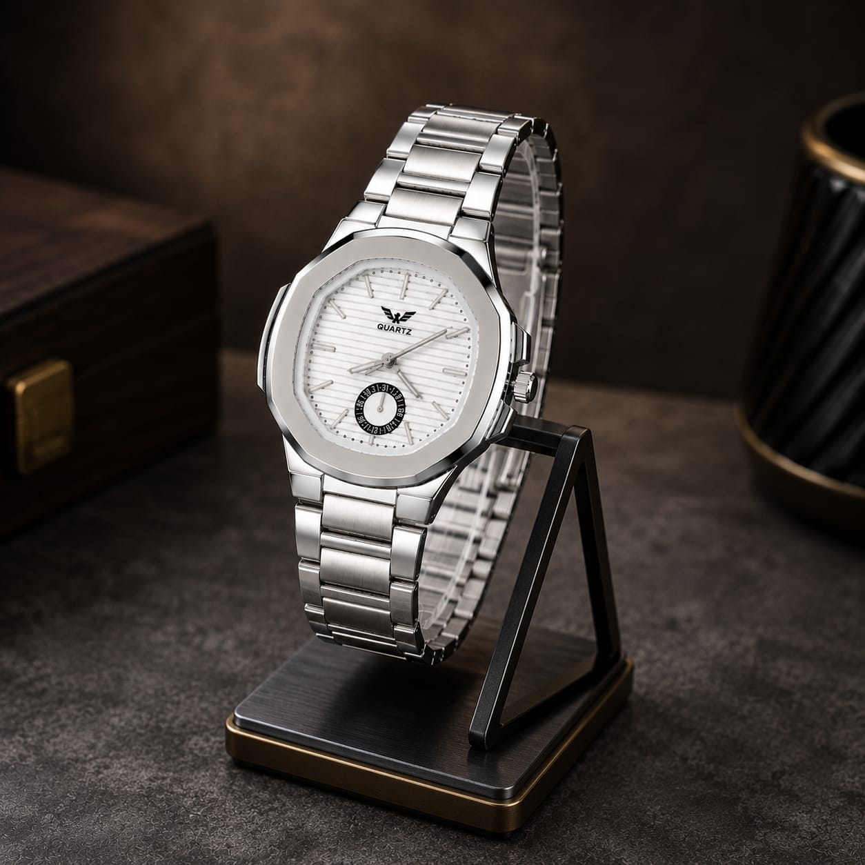 Premium Stainless Steel Watch (Available in Black & White Dial)