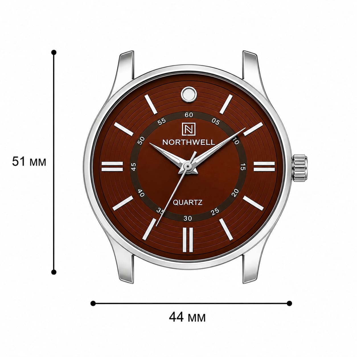 Men's Brown Analog Quartz Watch with Premium Silicone Strap | 44mm Dial | Stylish Casual Watch