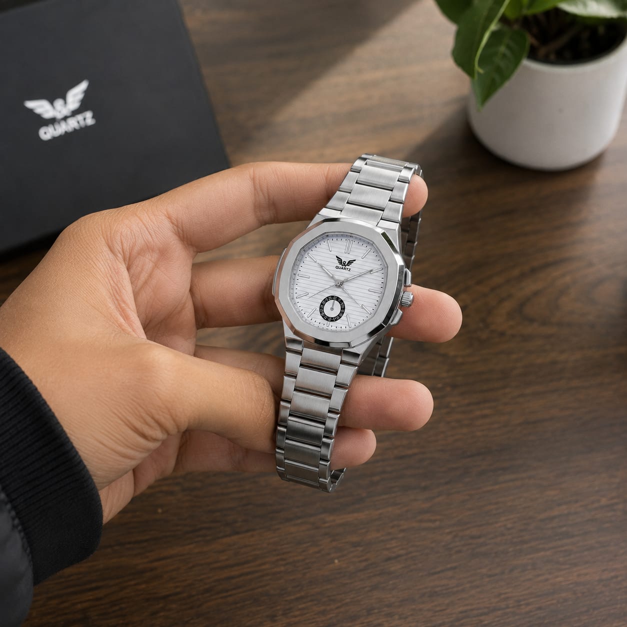 Premium Stainless Steel Watch (Available in Black & White Dial)