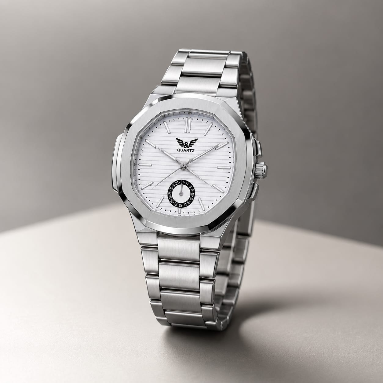 Premium Stainless Steel Watch (Available in Black & White Dial)
