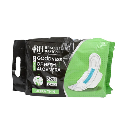 0982 Sanitary Pads For Women With Goodness Of Neem  Aloe Vera  Ultra Thin  Leakage Protection  Ph Balance  With Antibacterial Anion Chip  5x More Absorbance (320 Mm  32 Pads)