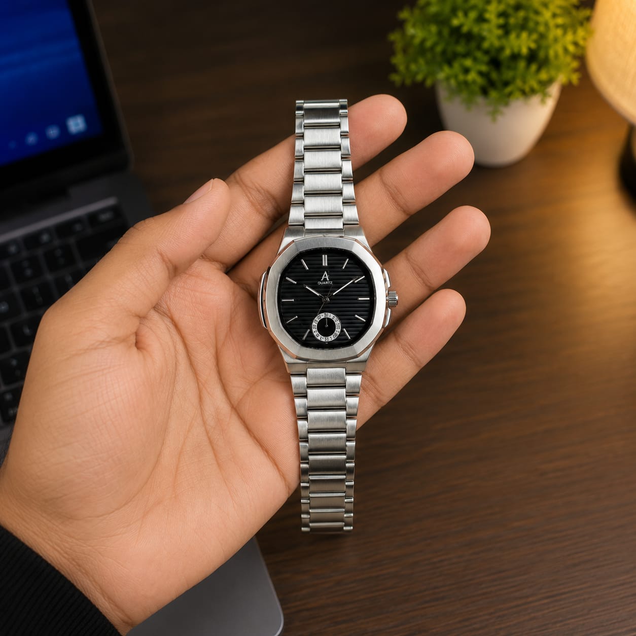Premium Stainless Steel Watch (Available in Black & White Dial)