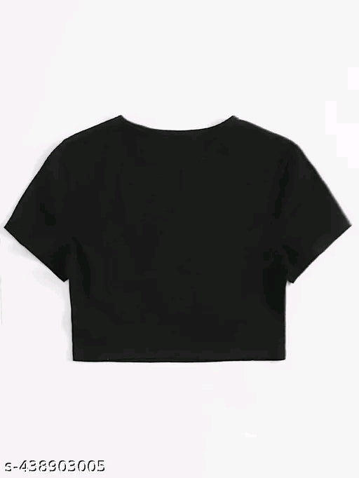 Trendy Cute Kitty Printed Crop T-shirt