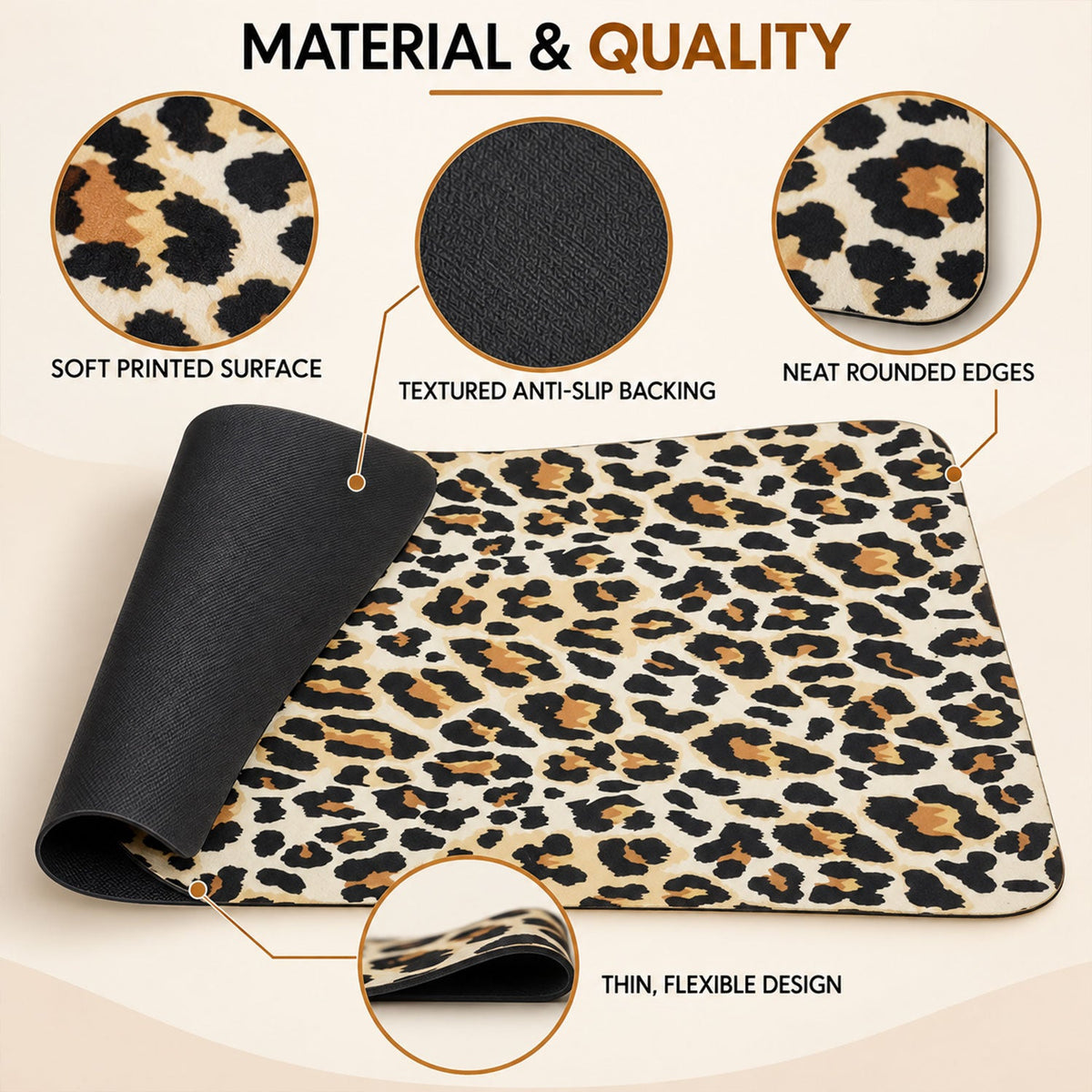 Absorbent Bathroom Mat Leopard Print Quick Dry Bath Mat (1 Pc 50x80 Cm)