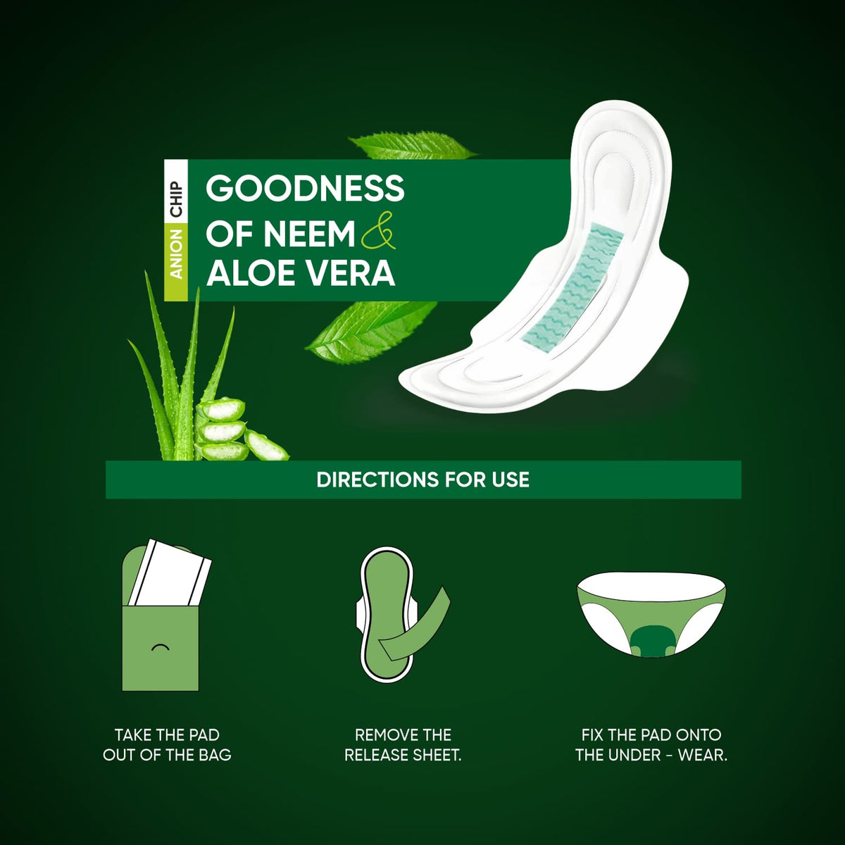 0982 Sanitary Pads For Women With Goodness Of Neem  Aloe Vera  Ultra Thin  Leakage Protection  Ph Balance  With Antibacterial Anion Chip  5x More Absorbance (320 Mm  32 Pads)